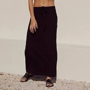 NWT Free People In the Spotlight Linen Drawstring Maxi Skirt